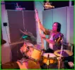 Robert Hammerstrom using a rainstick in Mirror Sound's Live Rooms