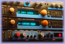 Mirror Sound's outboard Reverb and Delay Equipment.